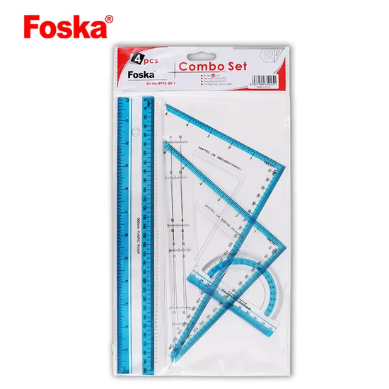 Foska Stationery Office High Quality 30cm Plastic Ruler Set 