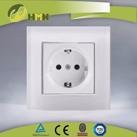 TUV CE Certified EU Standard Toughened Glass material European German Schuko Electrical wall sockets