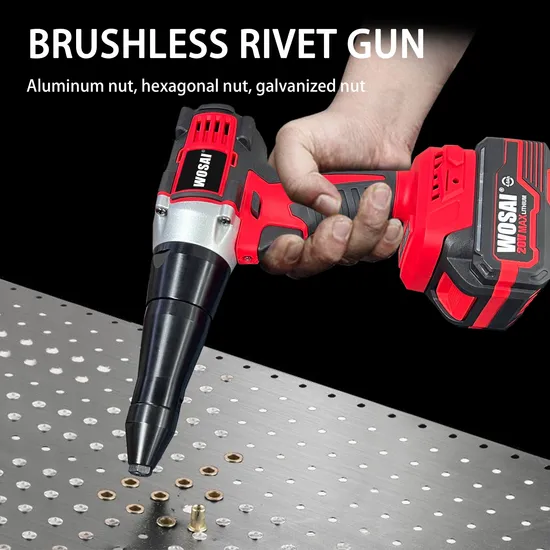 Wosai 20V Cordless Battery Rivets Gun Handheld Electric Riveter Nut Gun for Aluminum Stainless Steel 